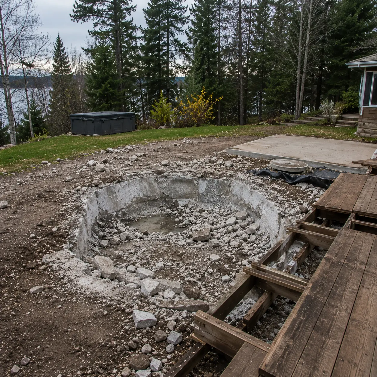 residential pool demolition project in sault ste. marie